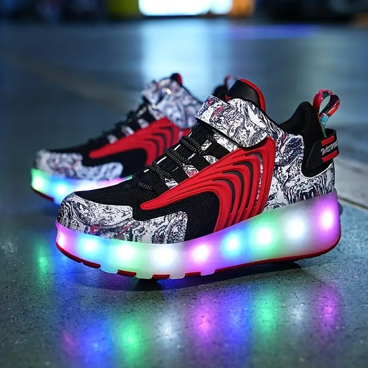 Rechargeable LED Luminous Roller Shoes for Kids and Teens