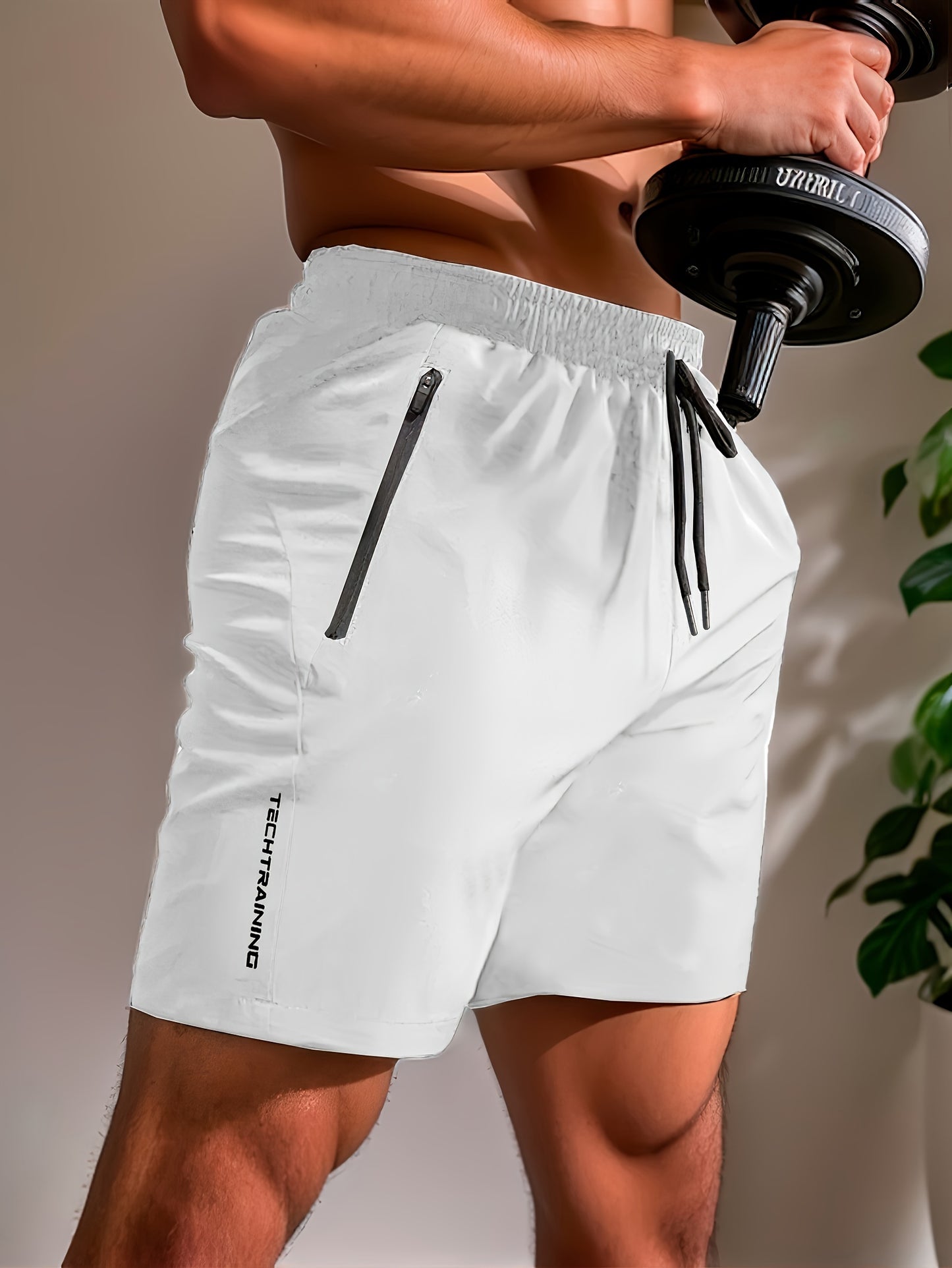 3pcs Men's Quick-Dry Shorts with Zipper Pockets for Gym