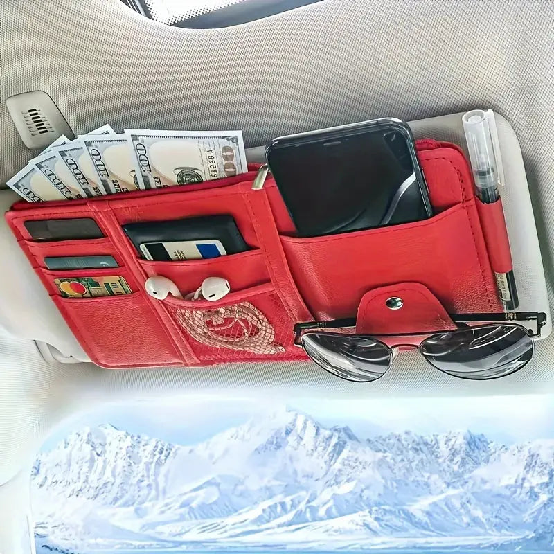 Multifunctional PU Leather Car Visor Organizer