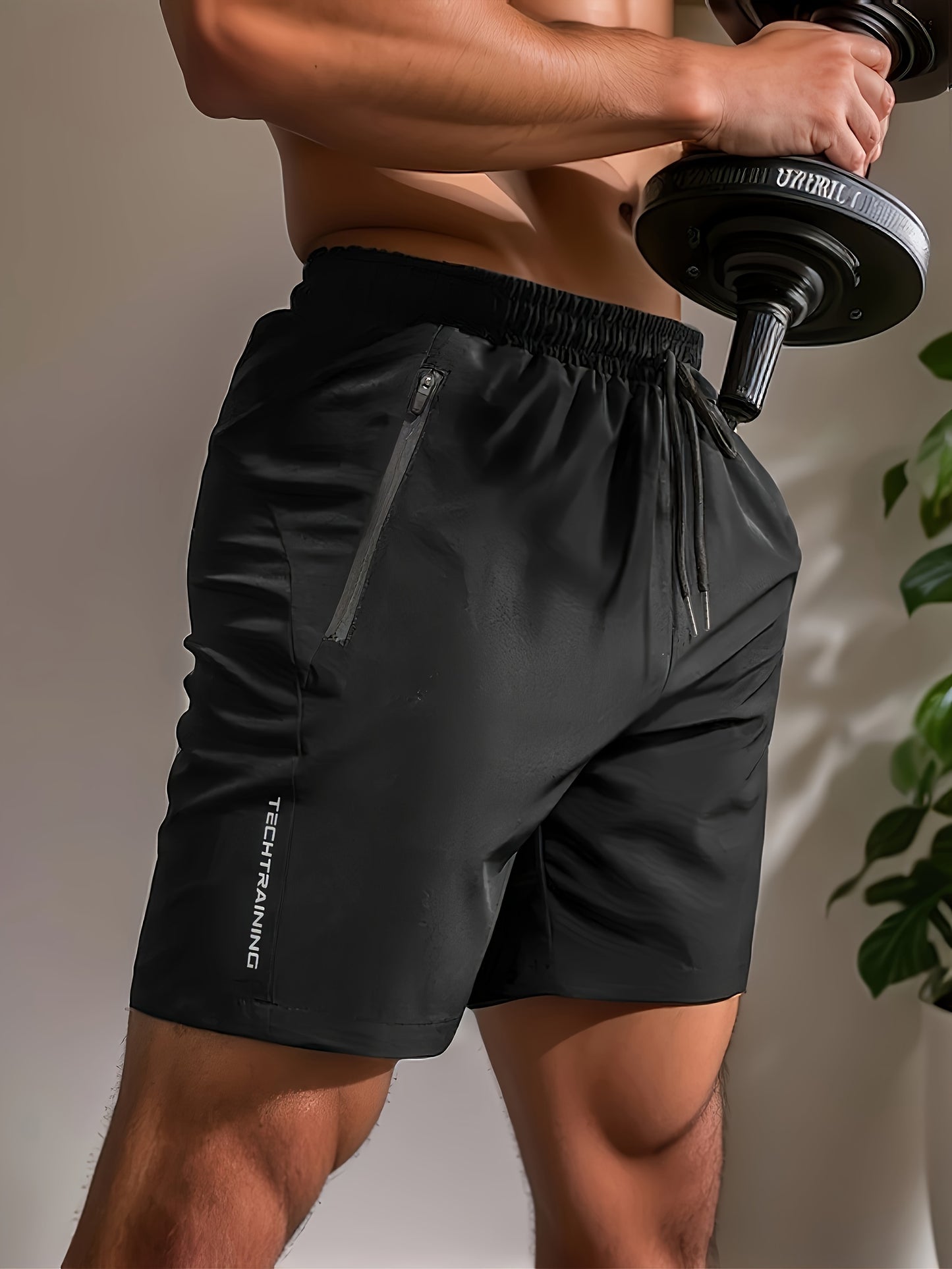 3pcs Men's Quick-Dry Shorts with Zipper Pockets for Gym