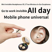 World's Smallest Invisible Earbuds Wireless Type-C Charging Case Long Standby Battery Time Sleeping Aid For Business People iPhone Android Universal