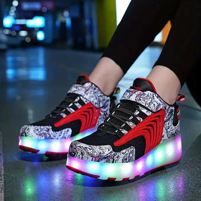 Rechargeable LED Luminous Roller Shoes for Kids and Teens