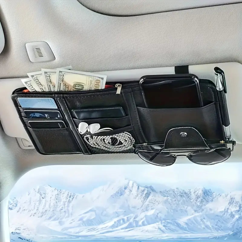 Multifunctional PU Leather Car Visor Organizer