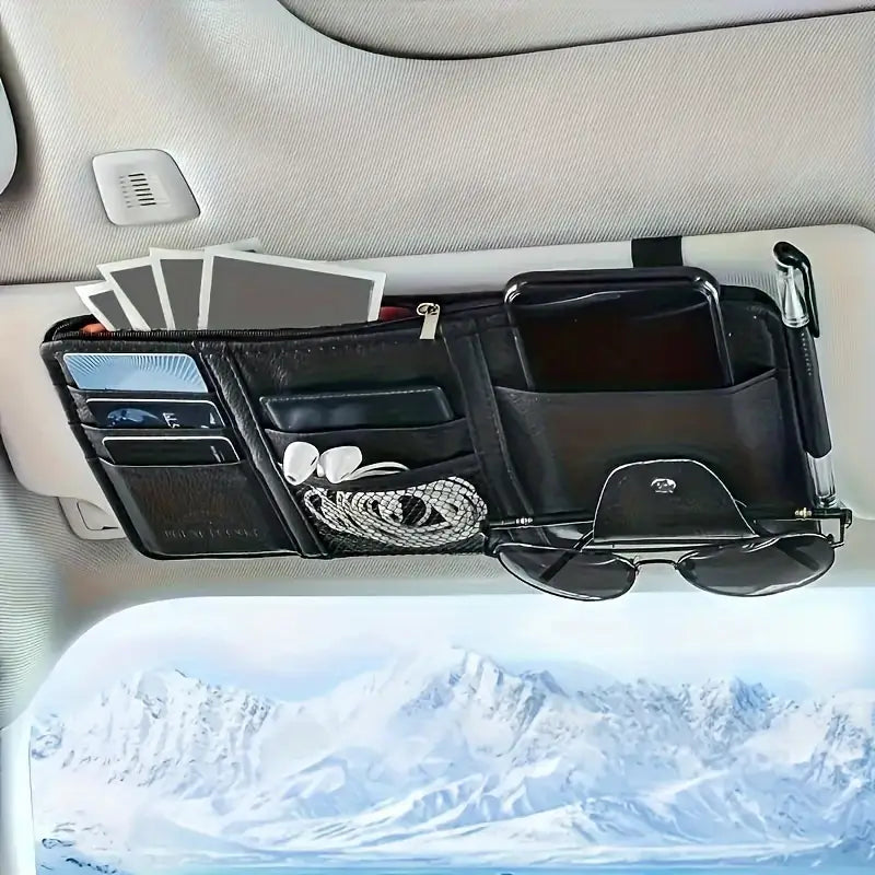 Multifunctional PU Leather Car Visor Organizer