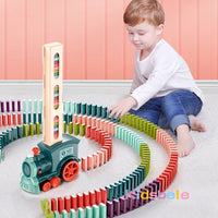 Kids Electric Domino Train Car Set Sound & Light Automatic Laying Dominoes Brick