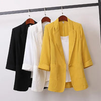 Office Lady Blazer Solid Color Long Sleeve Lapel Pockets