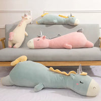 Giant Soft toy unicorn Stuffed Silver Horn Unicorn High Quality Sleeping Pillow