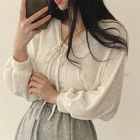 White Knitted Cardigan Women Summer Short Coat