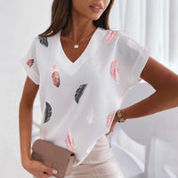 3d Women's T-shirts V Neck Summer Short Sleeve Tops Tees