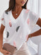 3d Women's T-shirts V Neck Summer Short Sleeve Tops Tees