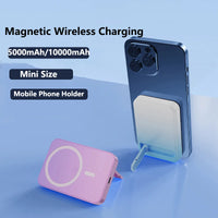 10000mAh Magnetic Wireless Charger Power Bank with Stand for iPhone 15 14 13 Samsung Huawei Xiaomi Power bank