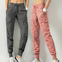 Drawstring Quick Dry Athletic Fitness Sweatpants with Two Side Pockets For Women