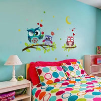 Wallpaper Sticker Removable Waterproof Cartoon Owl Wall for Kids Room