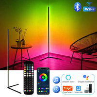 Dimmable RGB Corner Floor Lamp 140cm Stand Smart APP LED Mood Light for Bedroom