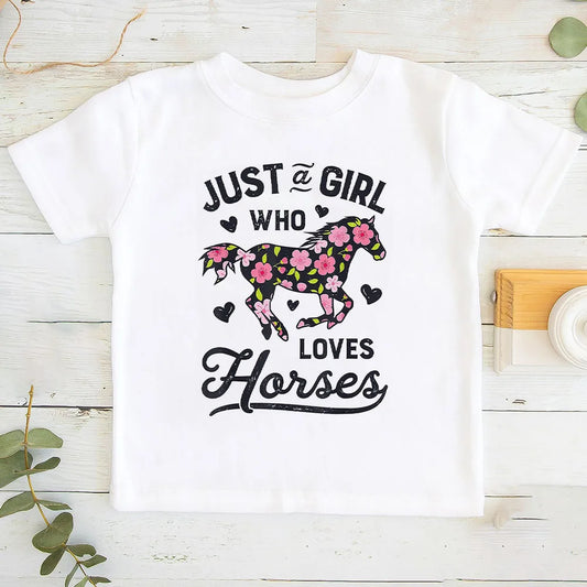 Just A Girl Who Loves Horses Print Kids Tshirt