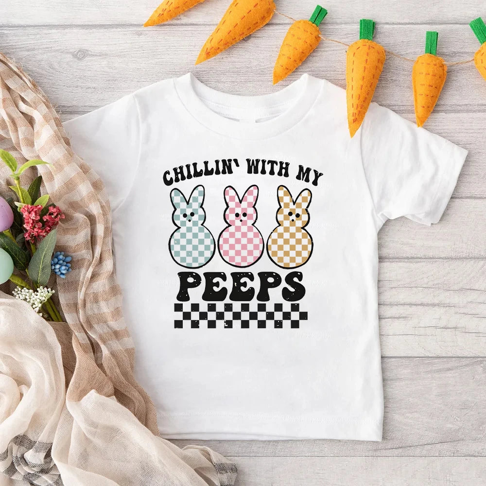 Chillin' with My Peeps Print Easter Kids T-shirt