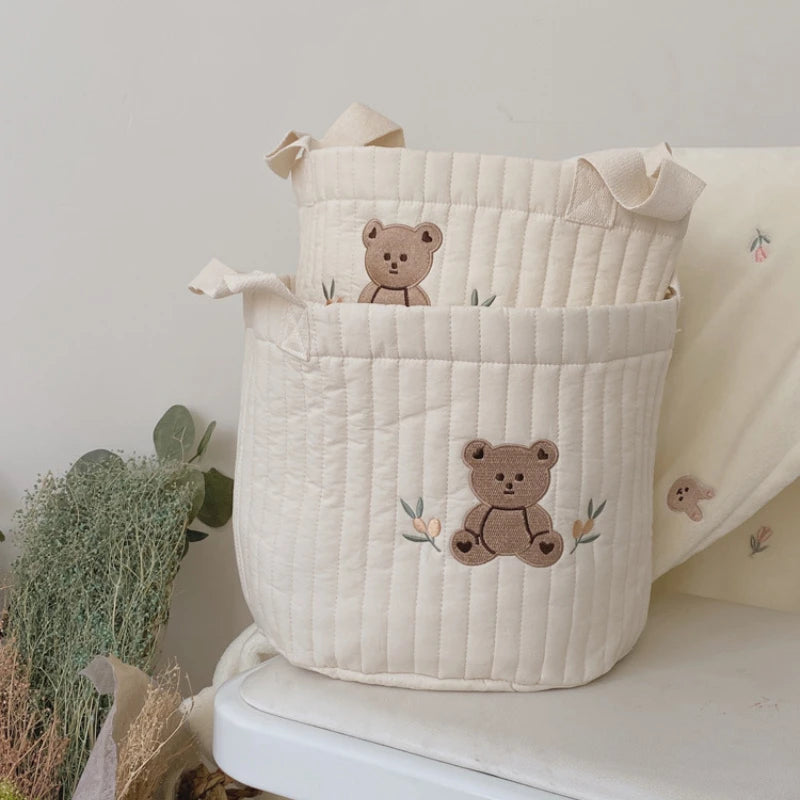 Cute Bear Embroidery Baby Diaper Bag