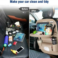 1 Pc Car Back Seat Organizer with Foldable Table Tray High Quality PU Leather