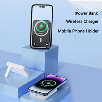 10000mAh Magnetic Wireless Charger Power Bank with Stand for iPhone 15 14 13 Samsung Huawei Xiaomi Power bank