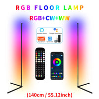 Dimmable RGB Corner Floor Lamp 140cm Stand Smart APP LED Mood Light for Bedroom