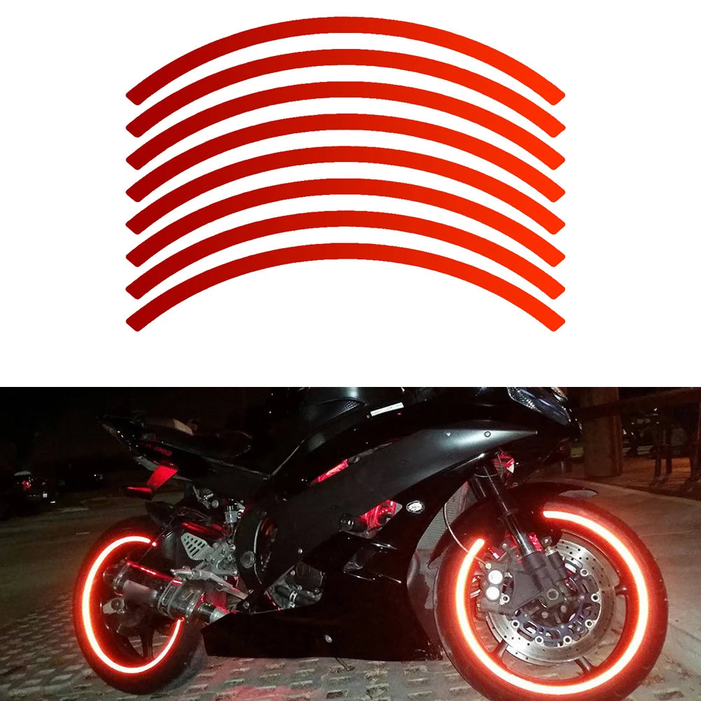 16 Strips Reflective Car Rim Tape Sticker