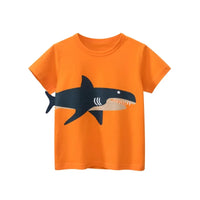 2024 Trendy Summer Boys Short Sleeve T-Shirt 3D Cartoon Shark Print