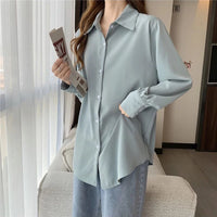 Chiffon Fashion Loose Long Sleeve Casual Office Ladies Tops