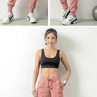 Drawstring Quick Dry Athletic Fitness Sweatpants with Two Side Pockets For Women