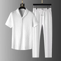 Men Business Short Sleeved And Trousers Luxury Fashion Summer Outfit