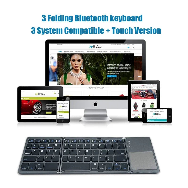 Wireless Folding Mini Bluetooth Keyboard With Touchpad