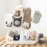 Spring Newborn Cartoon Animal Baby White Non-slip Socks