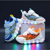 Zapatillas LED Kid Cartoon Dinosaur Unisex Casual Sneakers