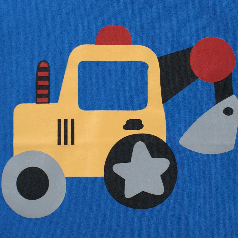 Cartoon Excavator Shirts Boys 2024 Summer Collection