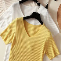 New V-neck short-sleeved Summer Thin Office Lady T-Shirt