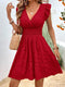 Red Sleeveless Holiday Beach Dress Fashion V Neck