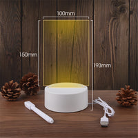 Transparent Luminous LED Acrylic Erasable Write Message Board Calendar Desktop Ornaments