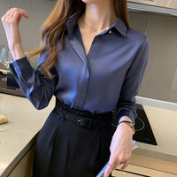 Satin Long Sleeve Fashion Woman Blouse 2024