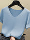 New V-neck short-sleeved Summer Thin Office Lady T-Shirt