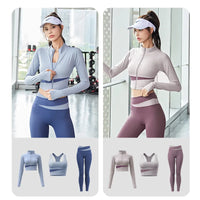 Women Yoga Patchwork 3 Piece Fitness Tracksuit