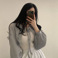 White Knitted Cardigan Women Summer Short Coat