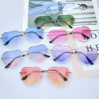 Vintage Gradient Heart Shaped Sunglasses Metal Frame Women