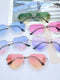 Vintage Gradient Heart Shaped Sunglasses Metal Frame Women