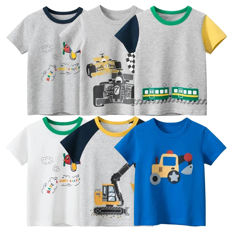 Cartoon Excavator Shirts Boys 2024 Summer Collection