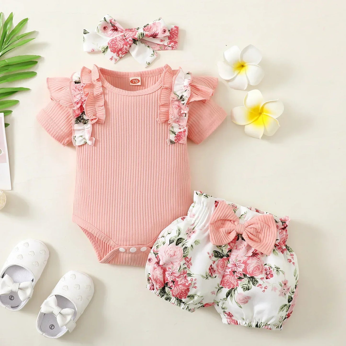 Fashion Summer Newborn Baby Girl Clothes Set 3Pcs Outfits