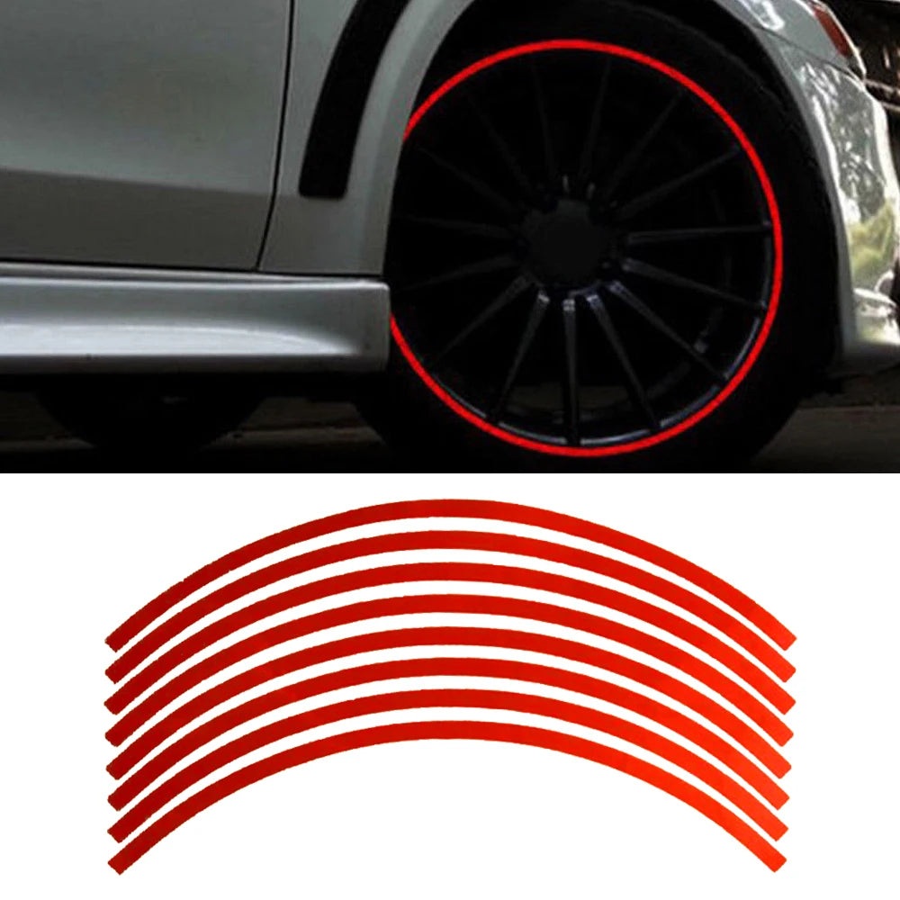 16 Strips Reflective Car Rim Tape Sticker