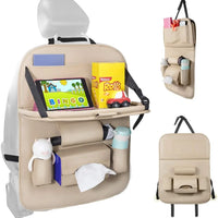 1 Pc Car Back Seat Organizer with Foldable Table Tray High Quality PU Leather