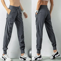 Drawstring Quick Dry Athletic Fitness Sweatpants with Two Side Pockets For Women