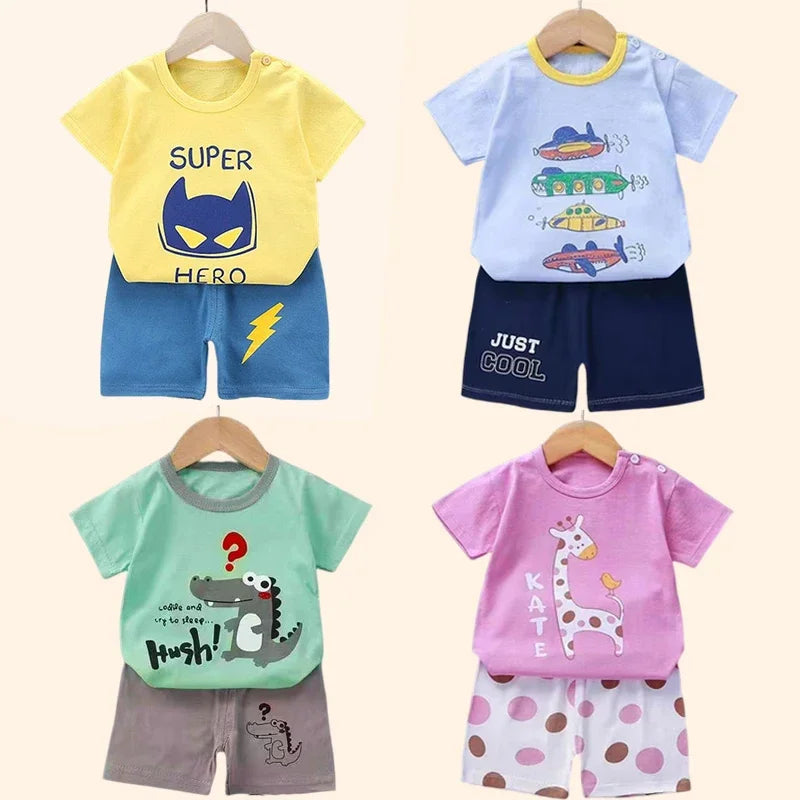 2PCS Short sleeve Toddler Sets For Boys Girls