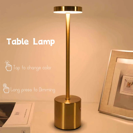 Simple LED Rechargeable Touch Metal Bed side Lamp