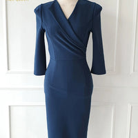 H Han Queen Summer Fashion V-Neck Slim Vintage Pencil Dress